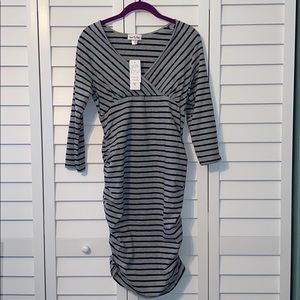 NWT TIMES TWO GREY AND BLACK MATERNITY DRESS.